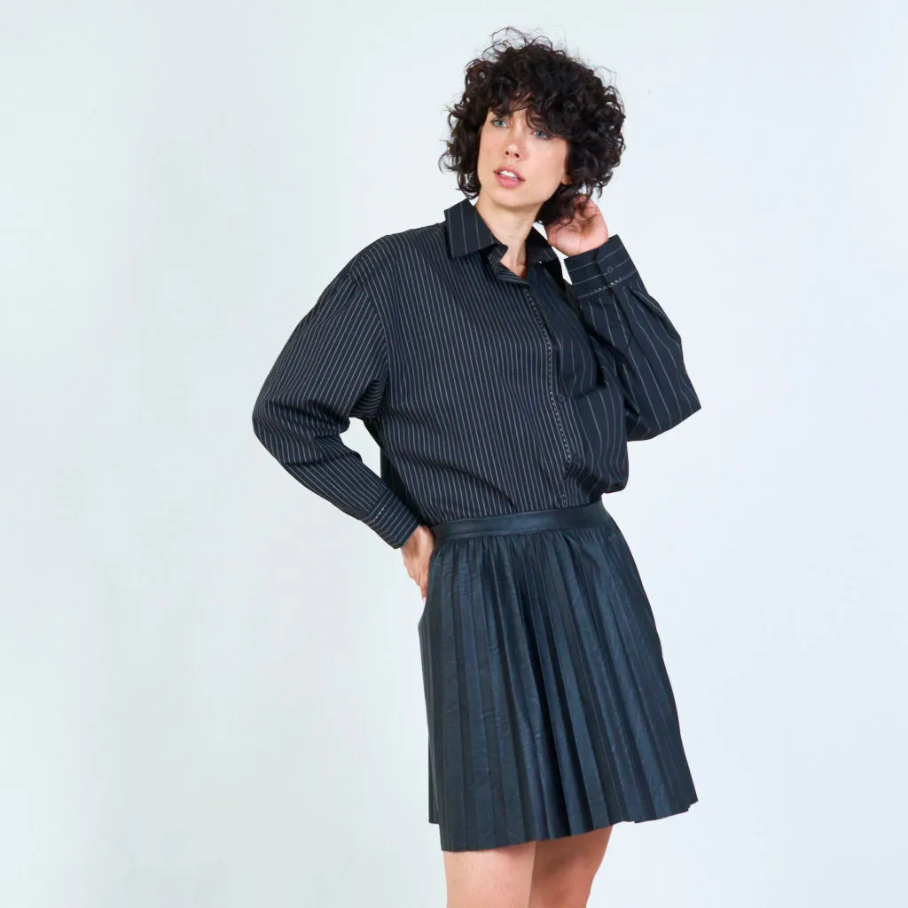 Classic striped oversized button-down shirt wholesale