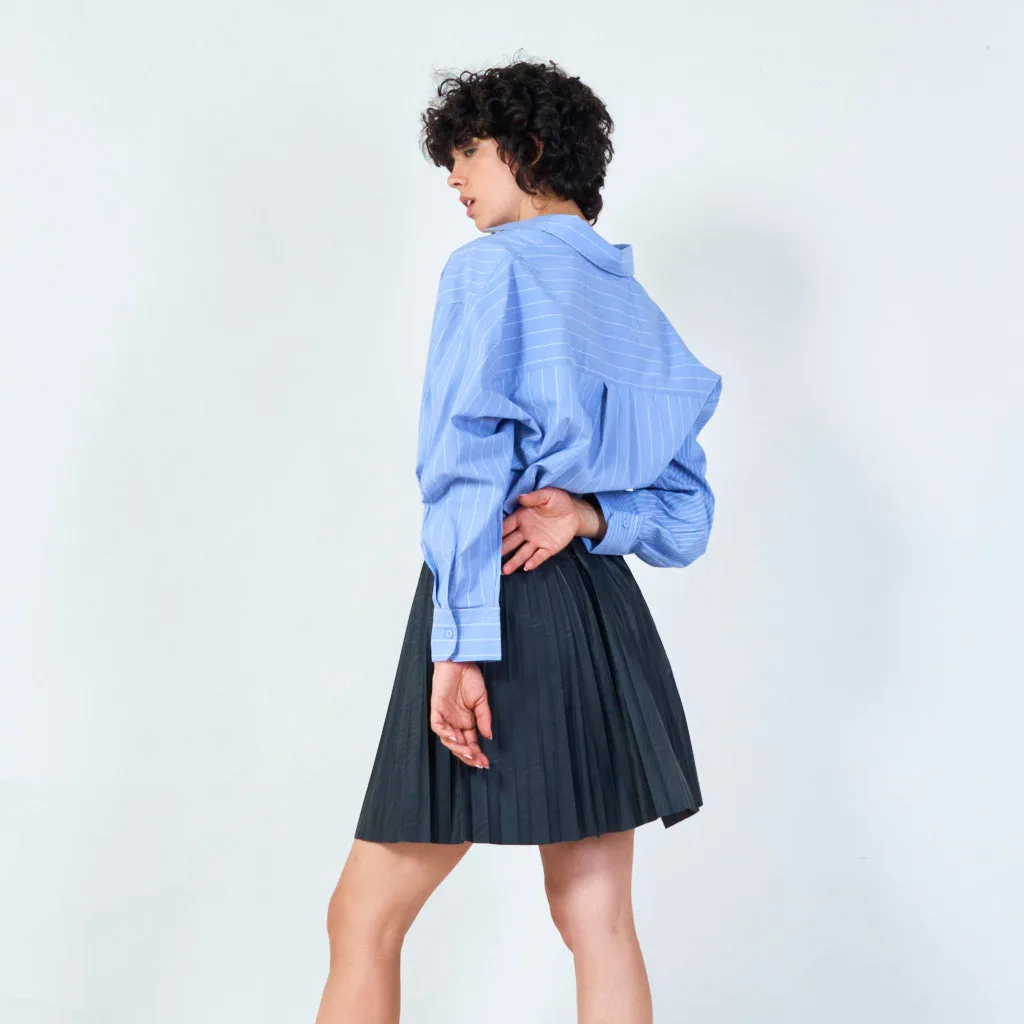 Classic striped oversized button-down shirt wholesale
