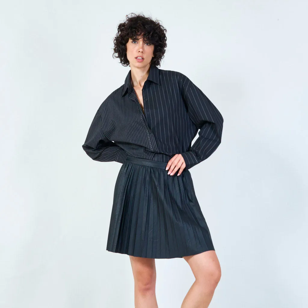 Classic striped oversized button-down shirt wholesale
