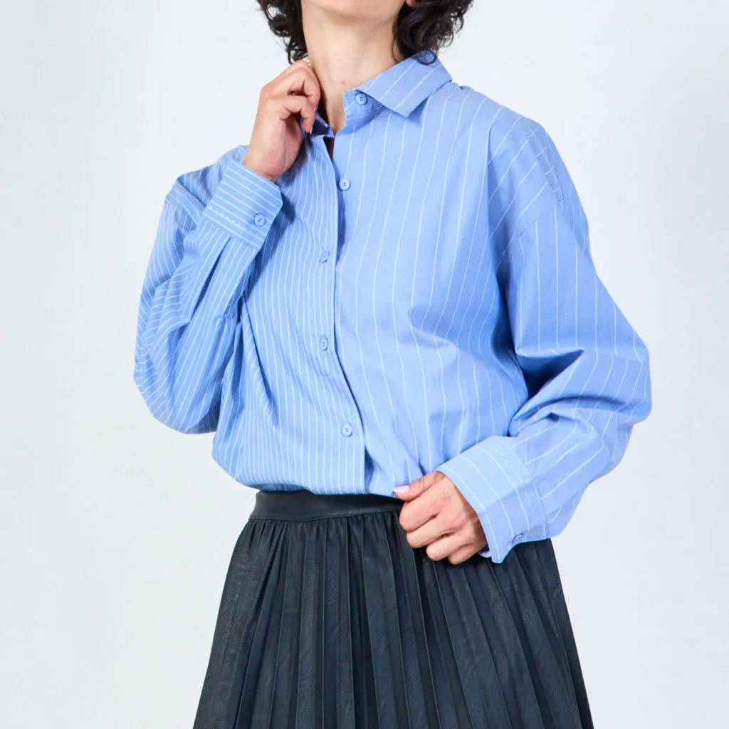 Classic striped oversized button-down shirt wholesale