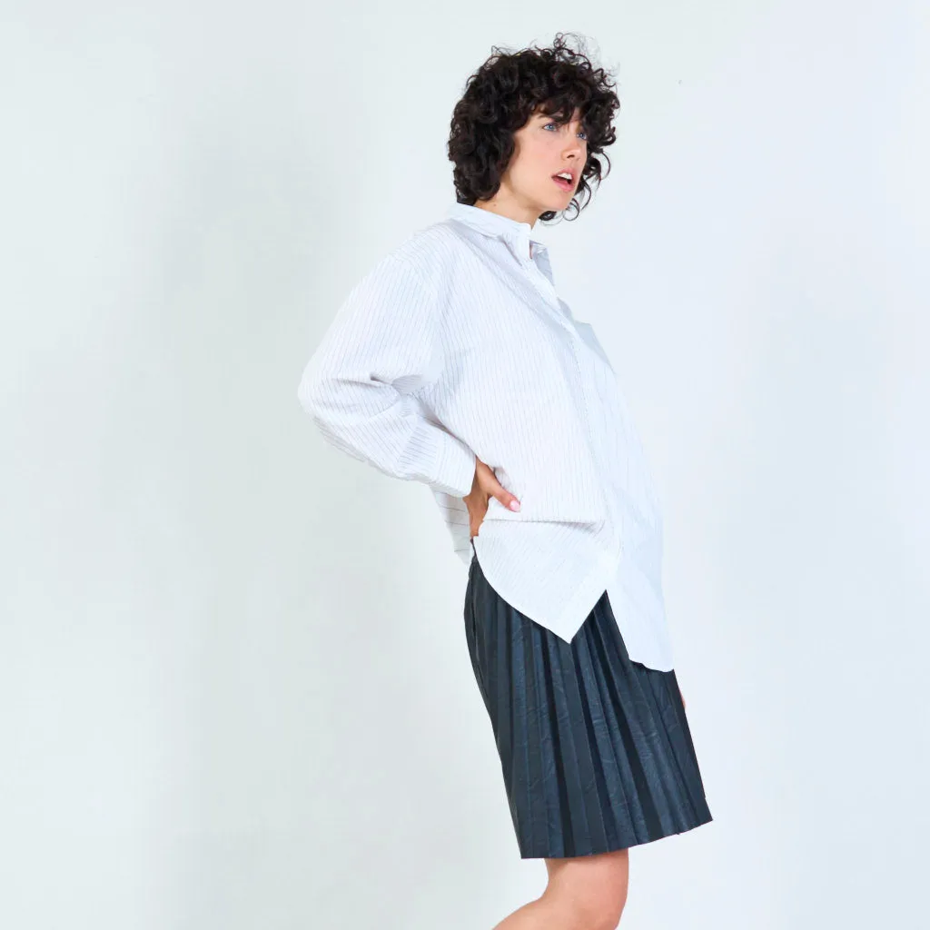 Classic striped oversized button-down shirt wholesale