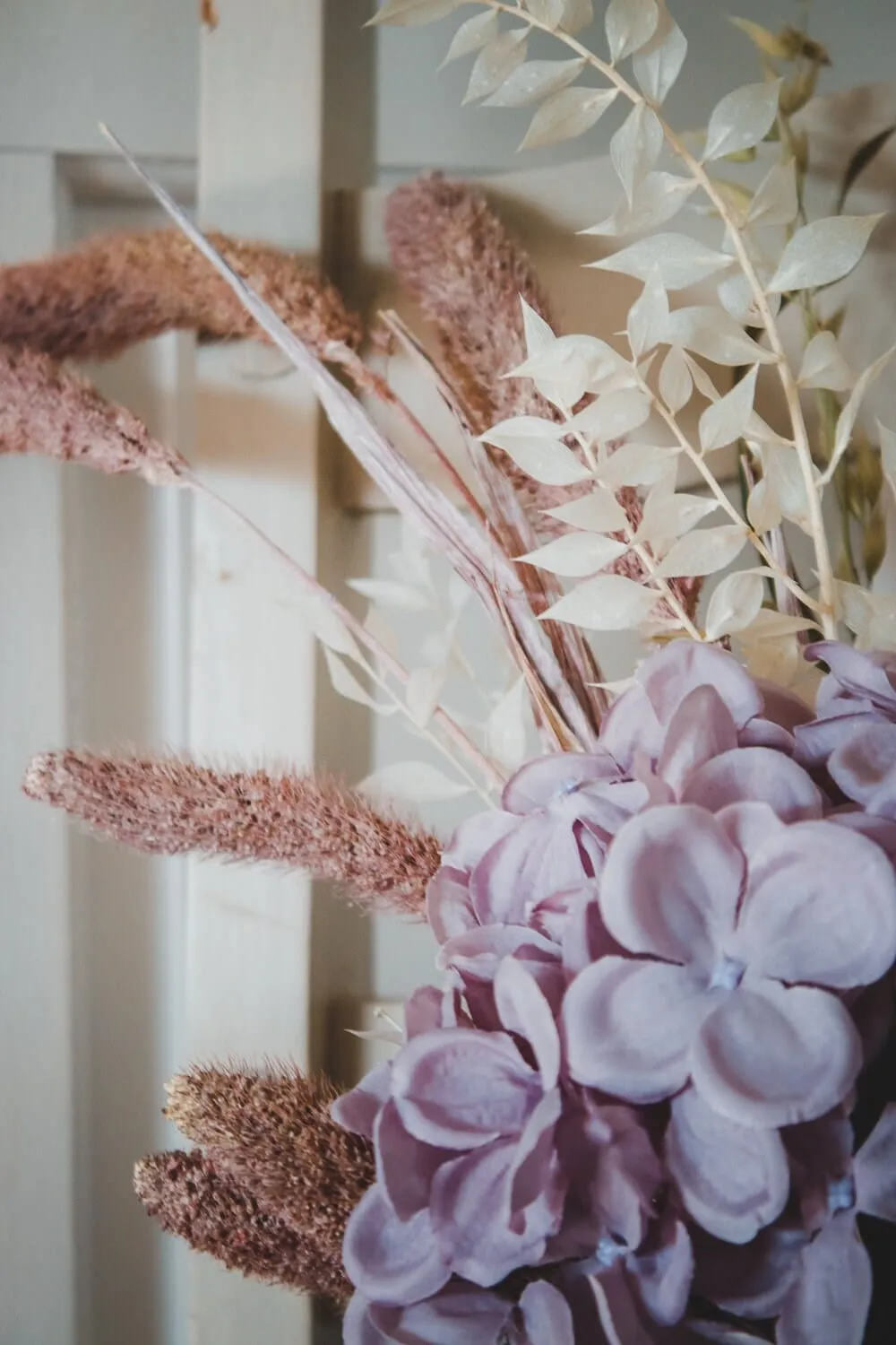 Colourful Dried & Artificial Flowers Bridal Bouquet - Soft Lavender & Green