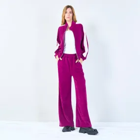 Cropped zip-up jacket and wide-leg pants wholesale