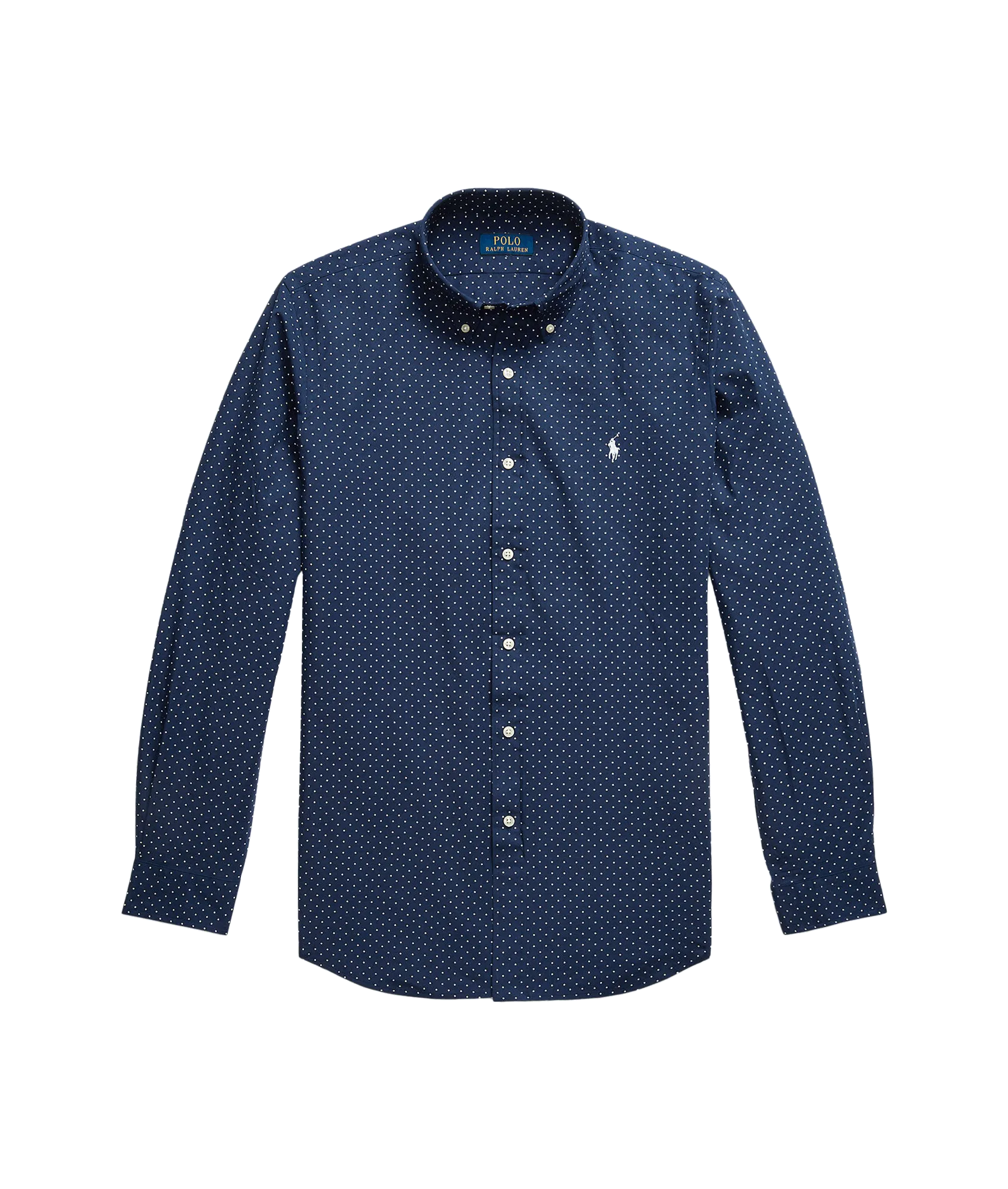 Custom Fit Dot Stretch Poplin Shirt - Blue