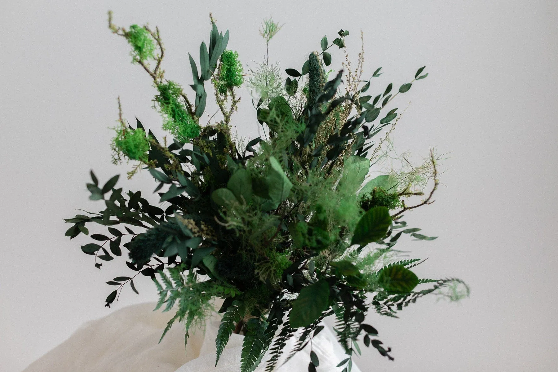 Dried & Artificial Flowers Bridal Bouquet - Dark Green