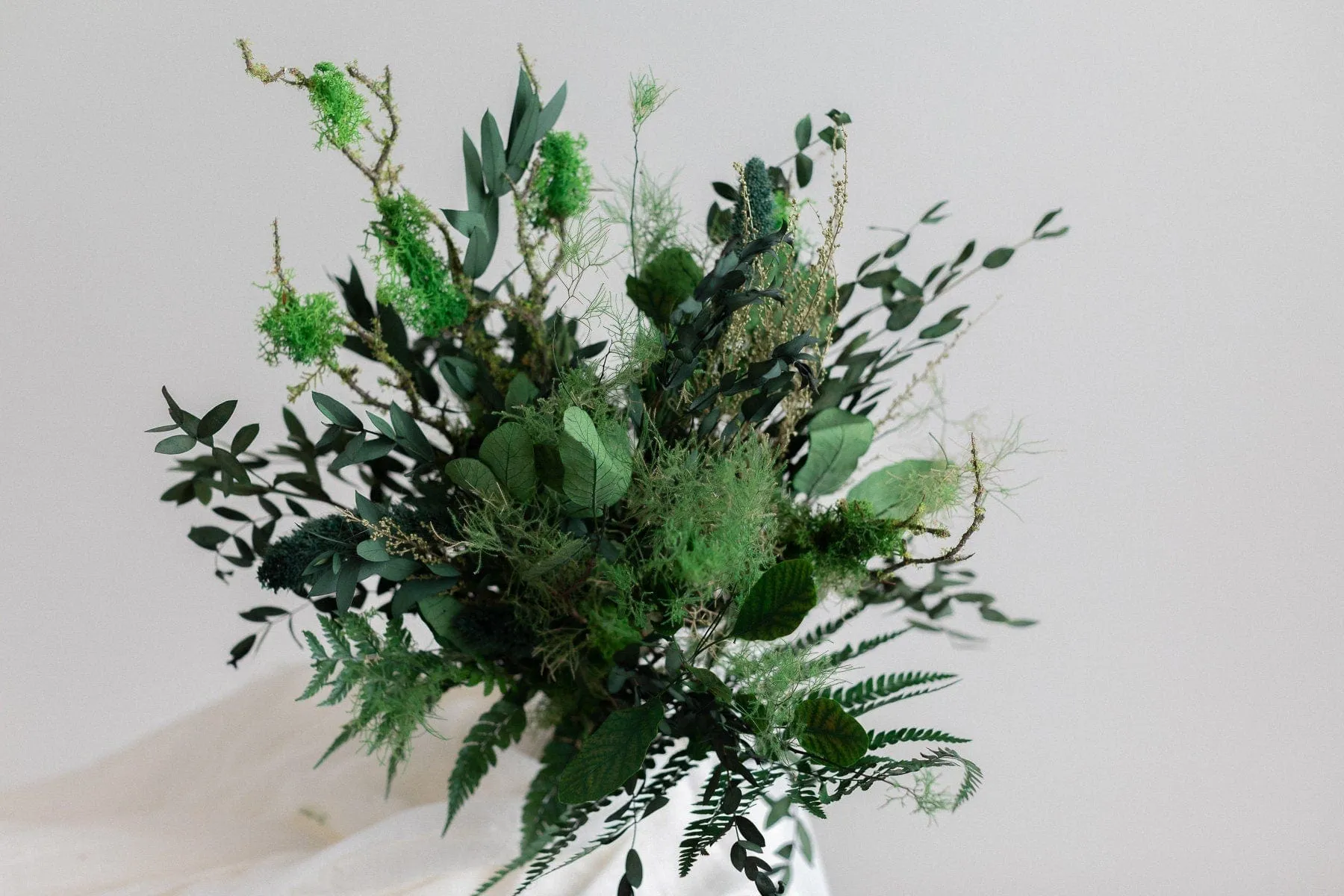 Dried & Artificial Flowers Bridal Bouquet - Dark Green