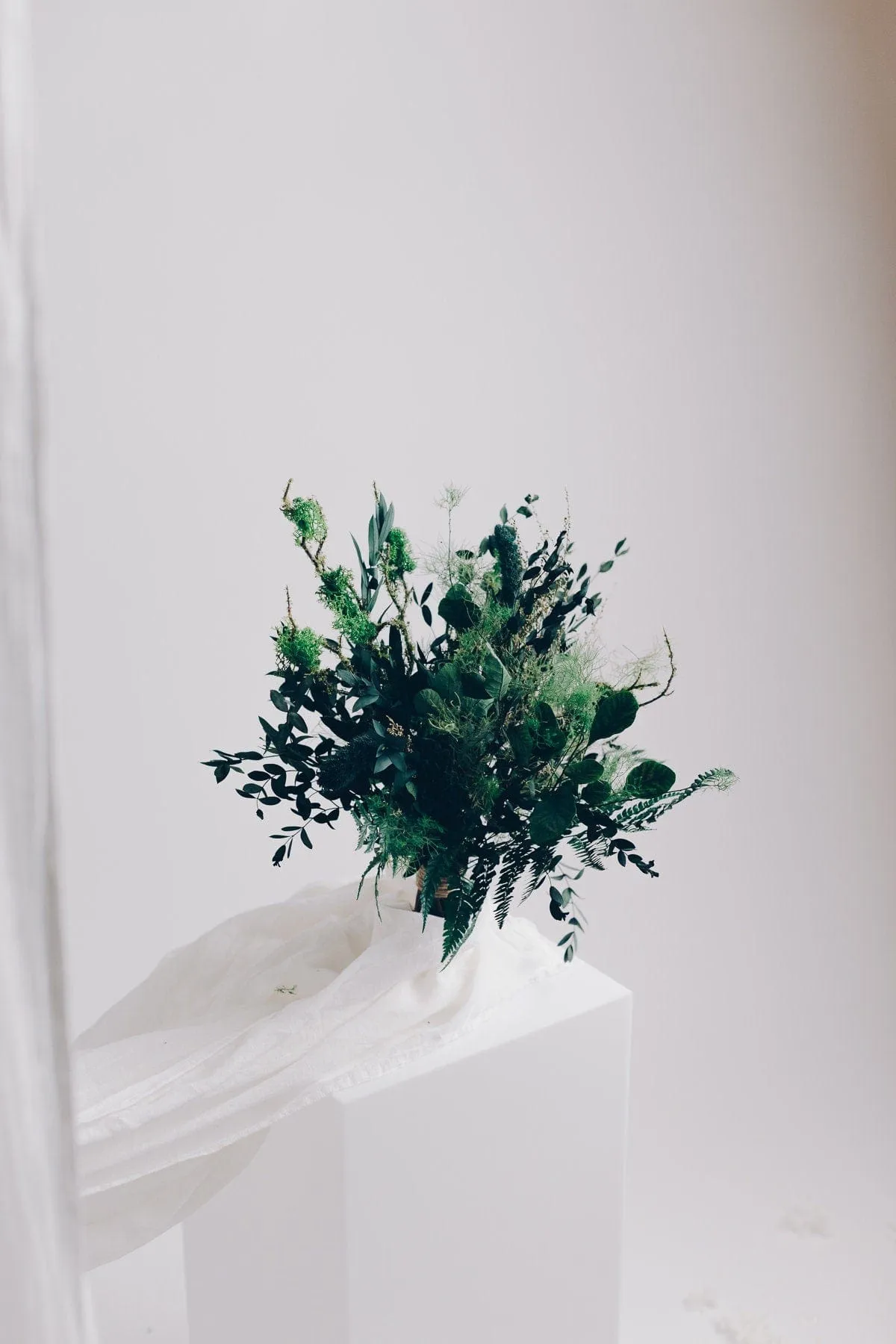 Dried & Artificial Flowers Bridal Bouquet - Dark Green