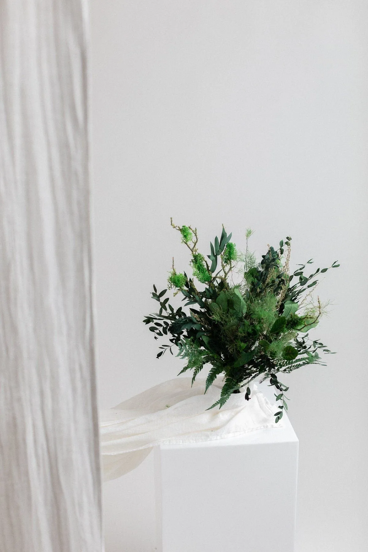 Dried & Artificial Flowers Bridal Bouquet - Dark Green