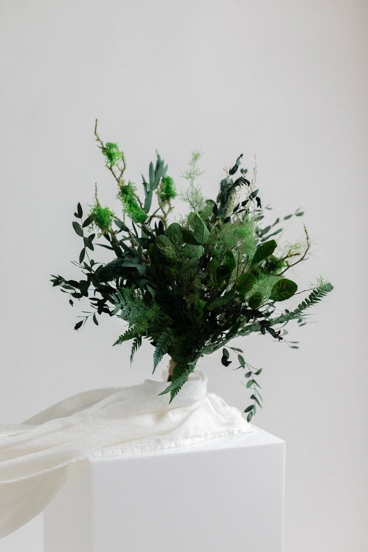 Dried & Artificial Flowers Bridal Bouquet - Dark Green