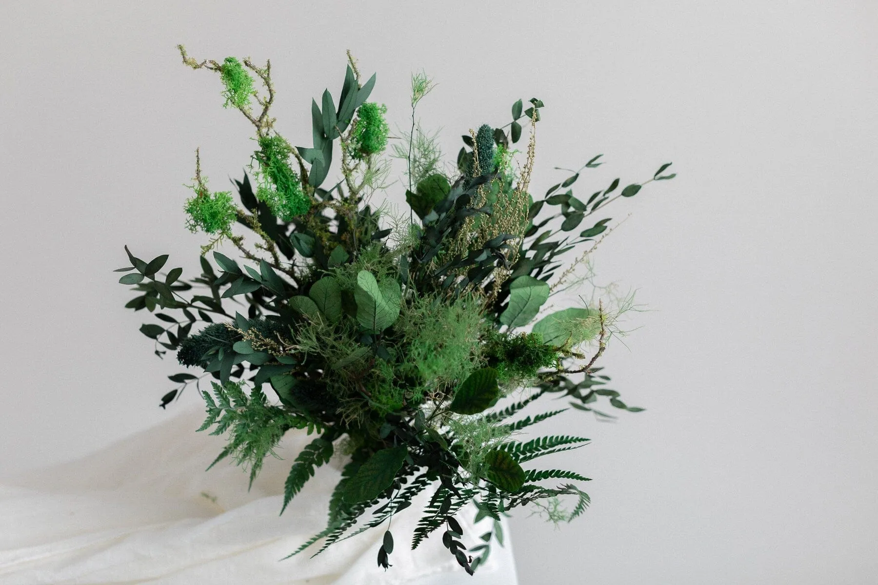 Dried & Artificial Flowers Bridal Bouquet - Dark Green