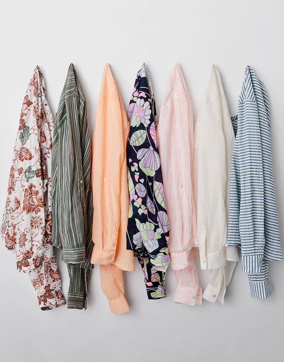 Dylan Gauze Shirt: Cilantro Stripe