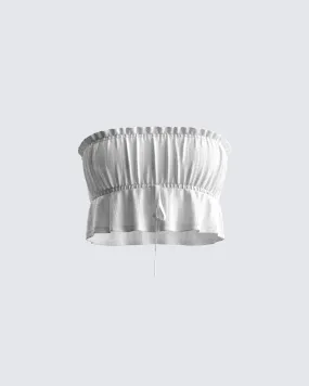 Elva White Cotton Strapless Top