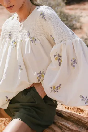 Embroidered Floral Blouse - FINAL SALE