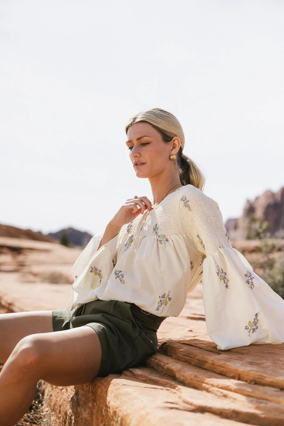 Embroidered Floral Blouse - FINAL SALE