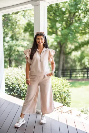 Everyday Elegance Taupe Textured Pants