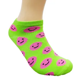 Fun Happy Face Patterned Ankle Socks (Adult Medium - Women's Shoe Sizes 5-10)