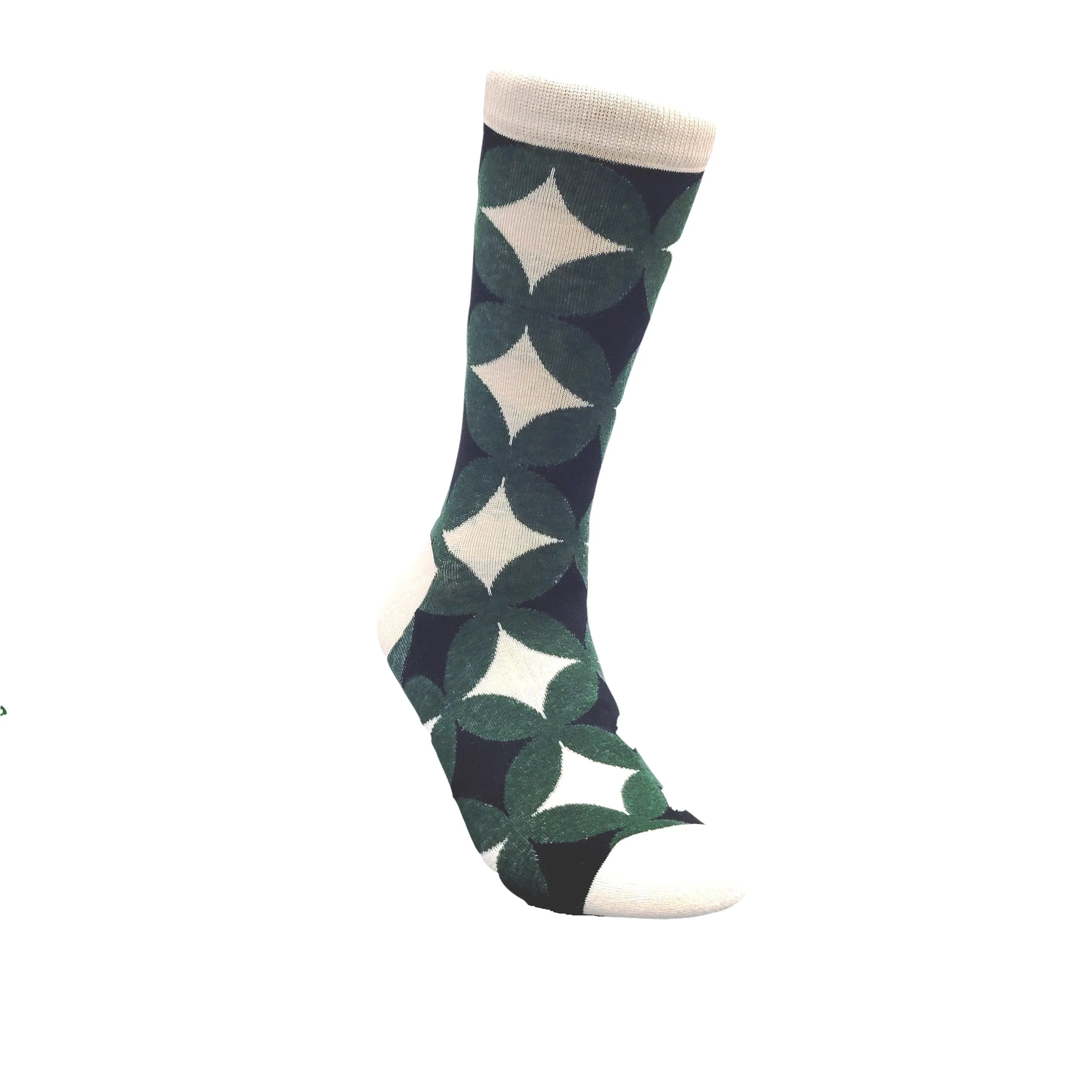 Green Avocado Colored Geometric Patterned Socks from the Sock Panda (Adult Large - Men's Shoe Sizes 8-12)