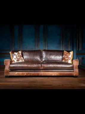 High Plains Leather and Cowhide Sofa