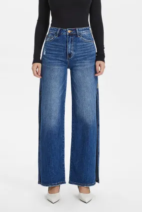 HIGH RISE WIDE LEG JEANS WITH SLIT BYW8037 LOVELY