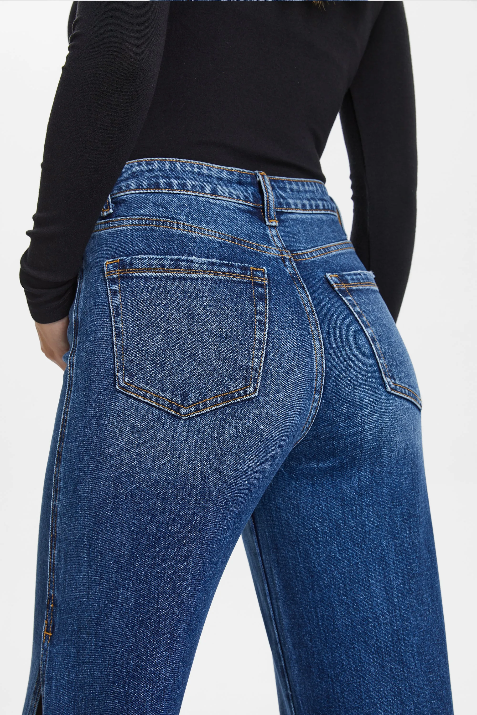 HIGH RISE WIDE LEG JEANS WITH SLIT BYW8037 LOVELY