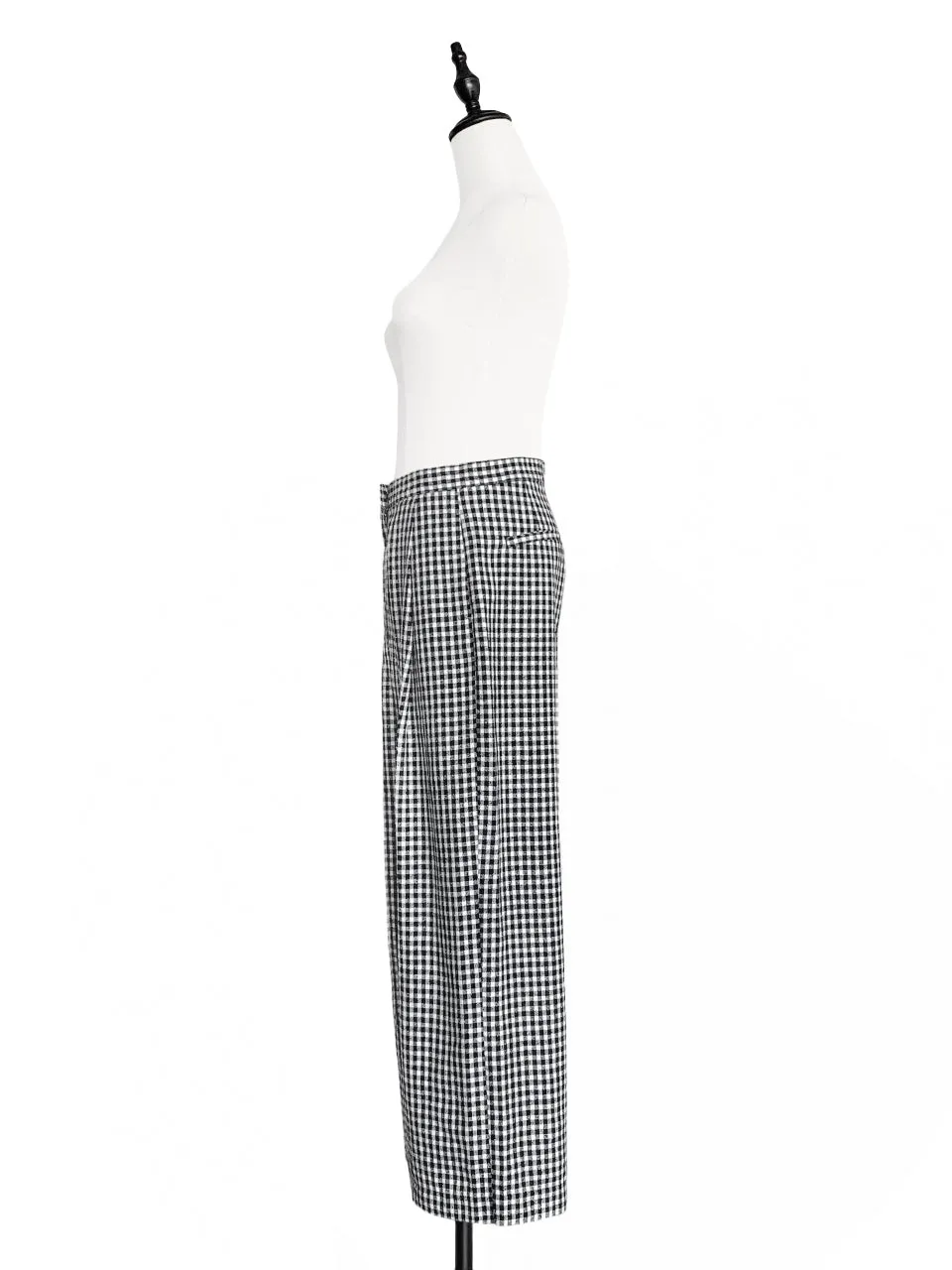 Last Chance! Black White Gingham Pleated Front Wide Leg Trousers