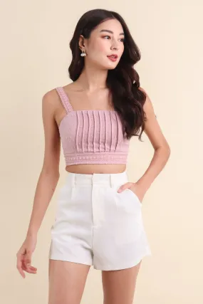 LEYLIA SWISS DOT CROP TOP IN PINK