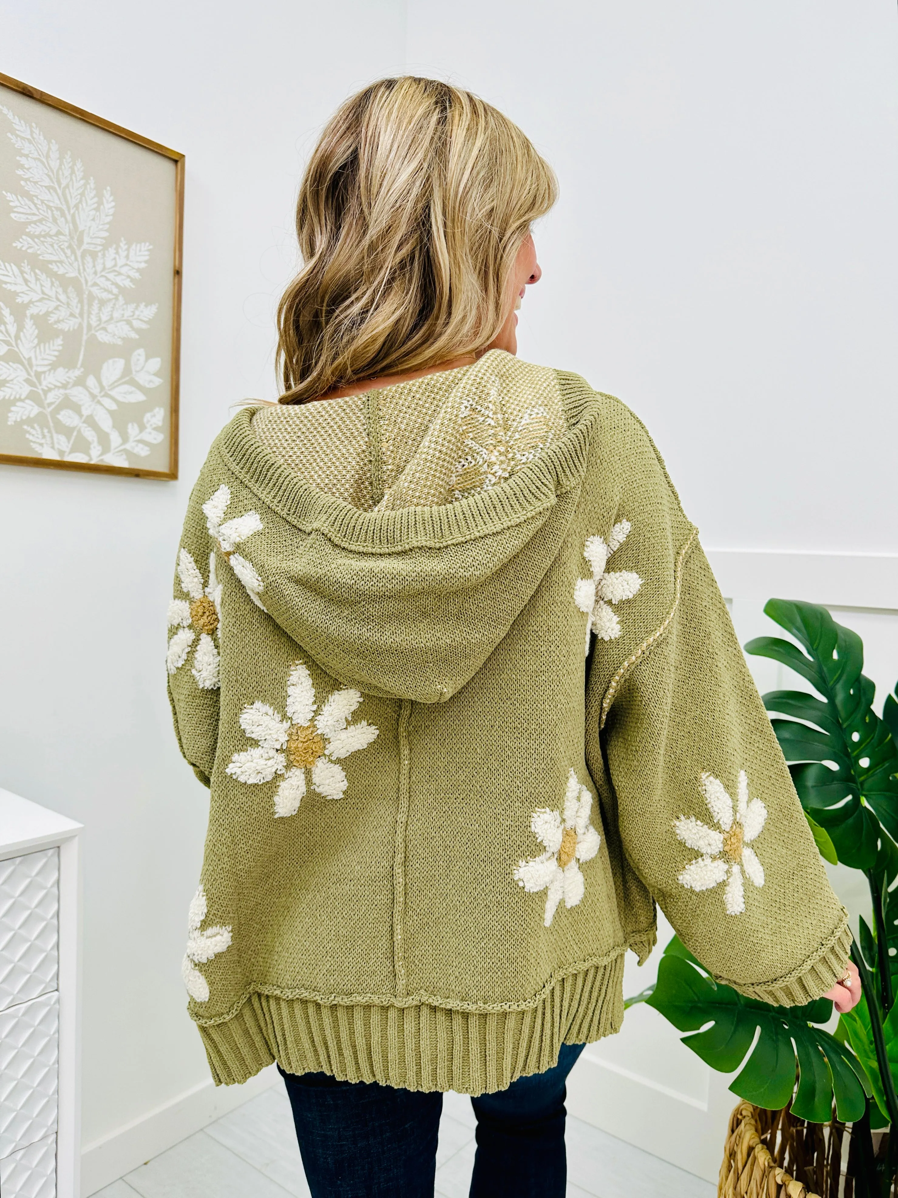 Lovely Daisies Sweater In Basil