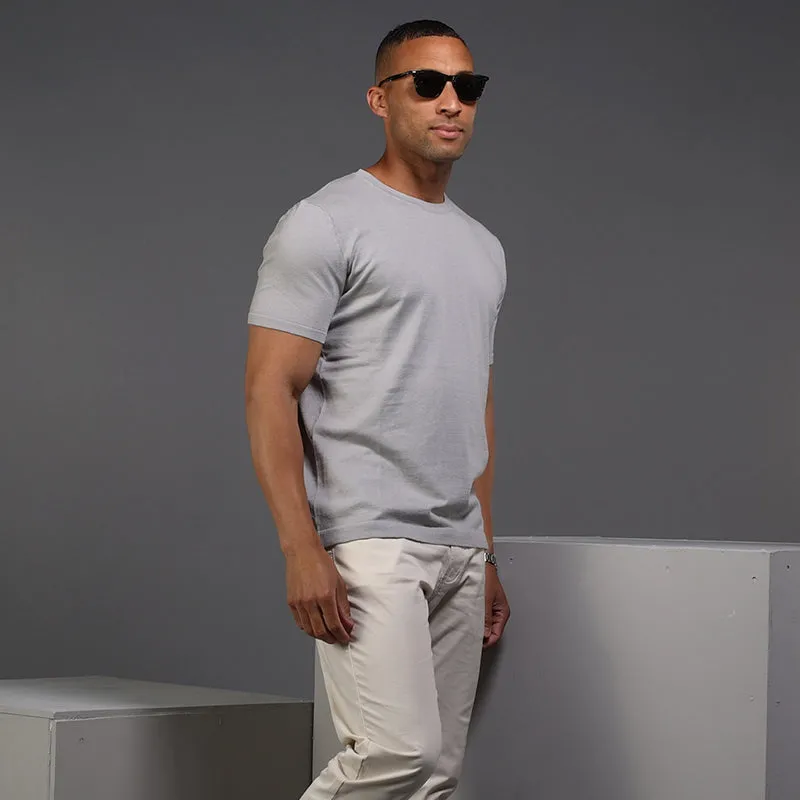 Lucca Luxury Touch Cotton and Silk T-Shirt Grey