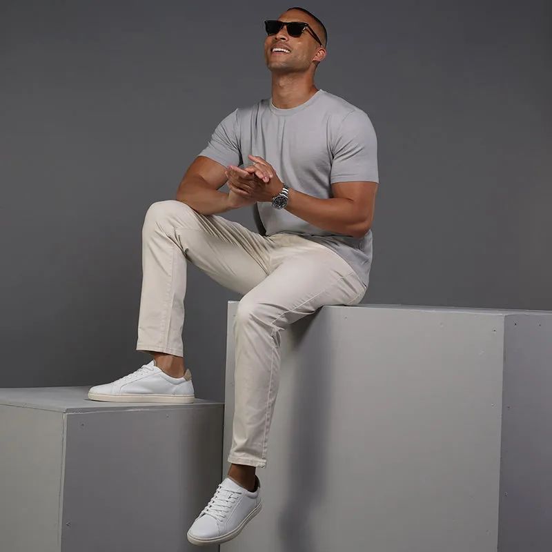Lucca Luxury Touch Cotton and Silk T-Shirt Grey