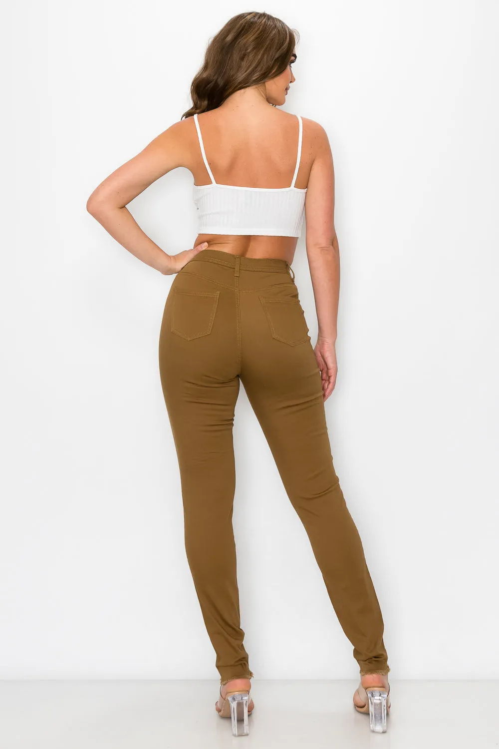 LV-420 MOCHA RIPPED SKINNY DENIM