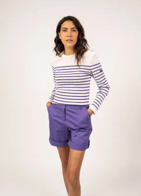 Marée authentic striped sailor jumper - slim fit, in wool (BLANC/VIOLET)