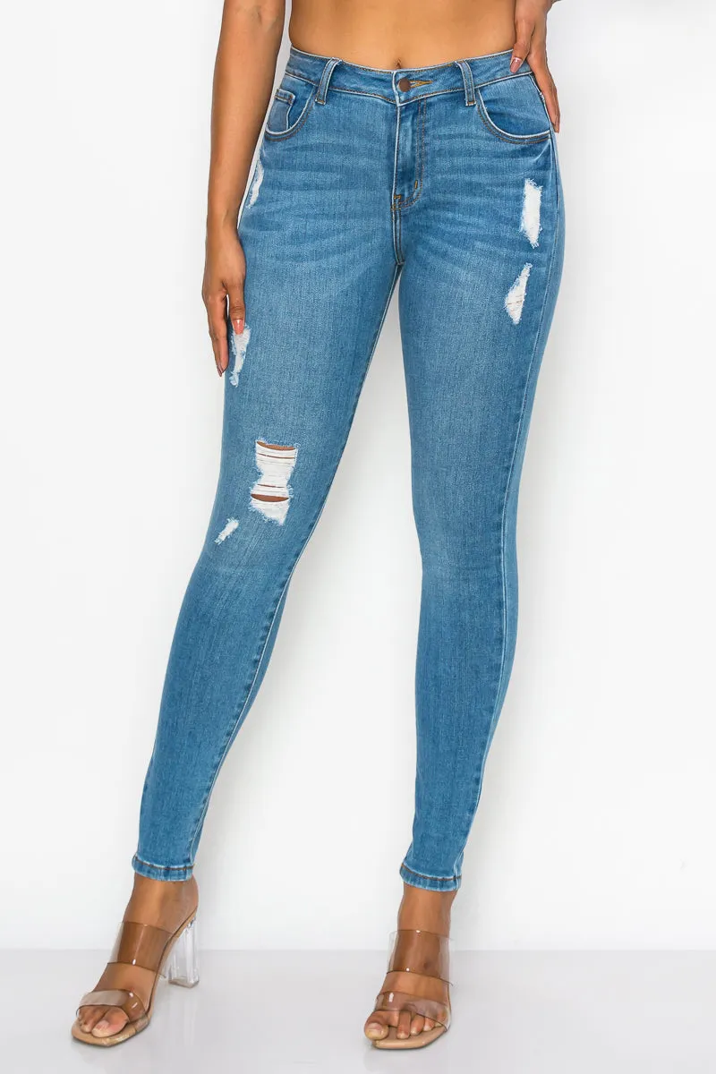 Mary - High Rise Lightly Destructed Premium Skinny