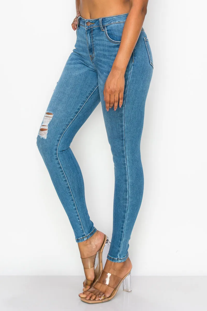 Mary - High Rise Lightly Destructed Premium Skinny