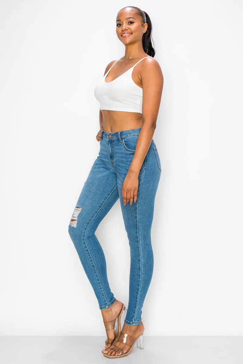 Mary - High Rise Lightly Destructed Premium Skinny