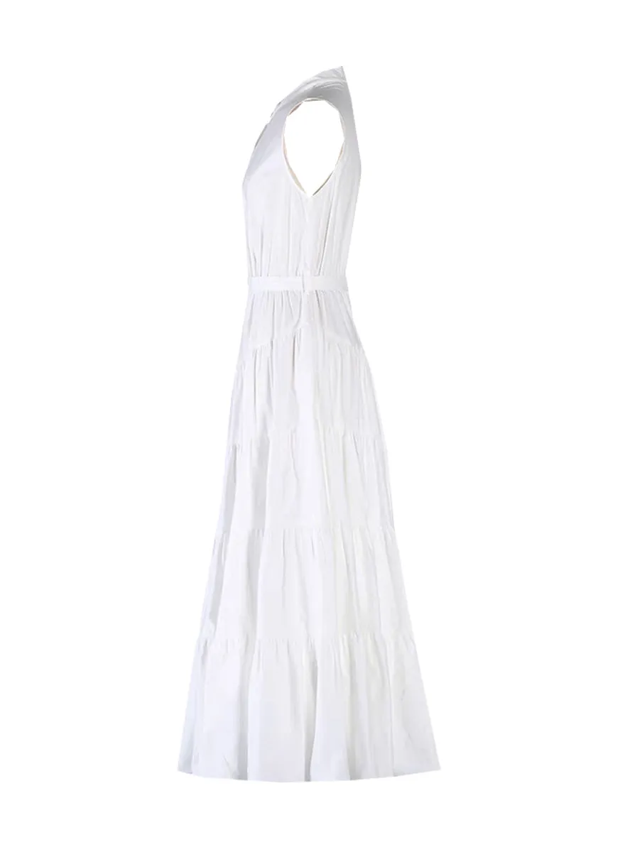 N230009 Stand Collar Sleeveless Dress *Last Piece