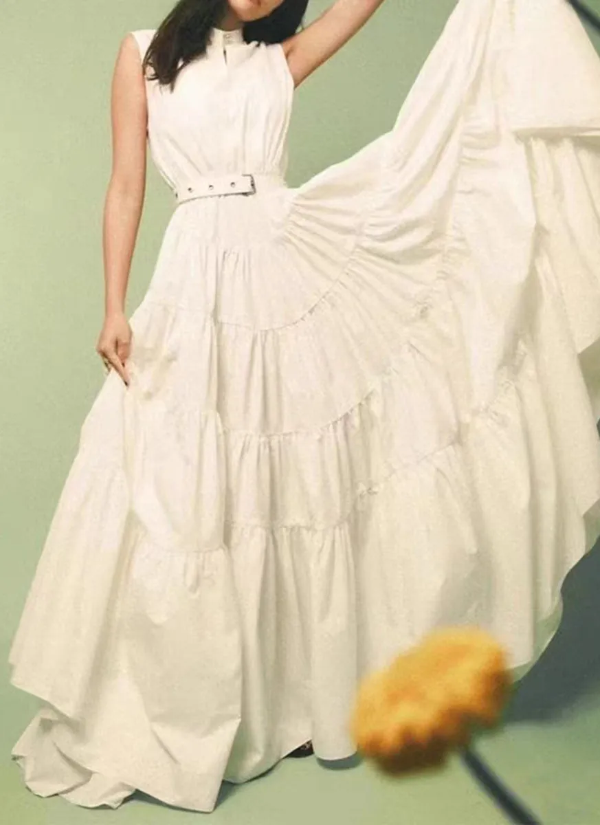 N230009 Stand Collar Sleeveless Dress *Last Piece