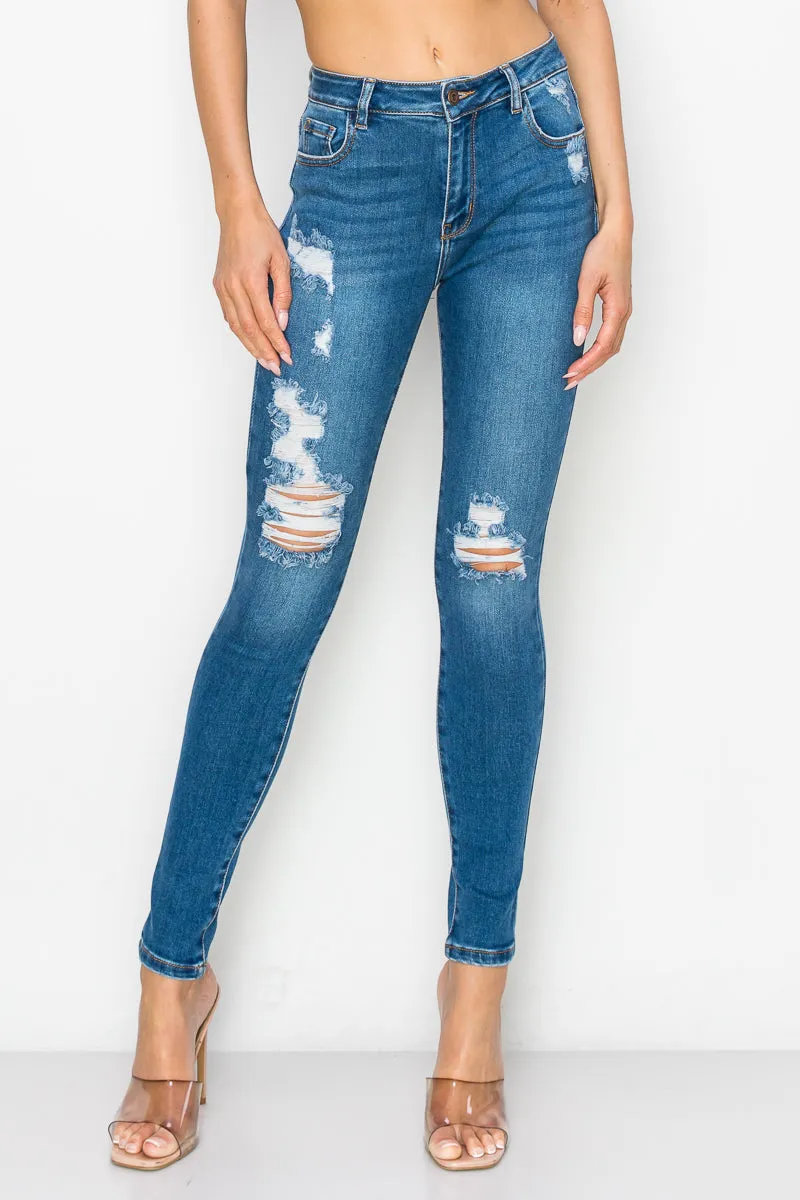 Nora - High Rise Destructed Premium Skinny