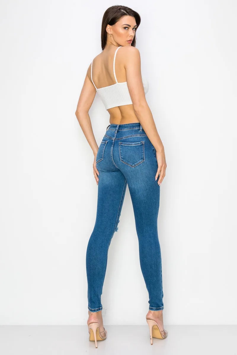 Nora - High Rise Destructed Premium Skinny