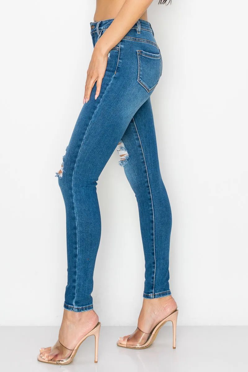 Nora - High Rise Destructed Premium Skinny