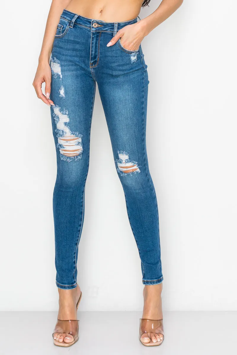 Nora - High Rise Destructed Premium Skinny