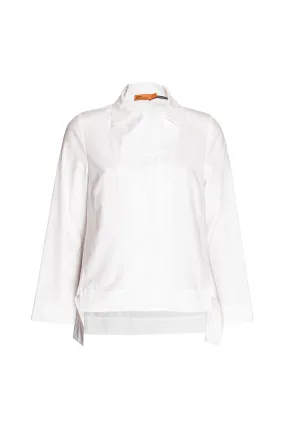 Open Collar Shirt - White Cotton 8647