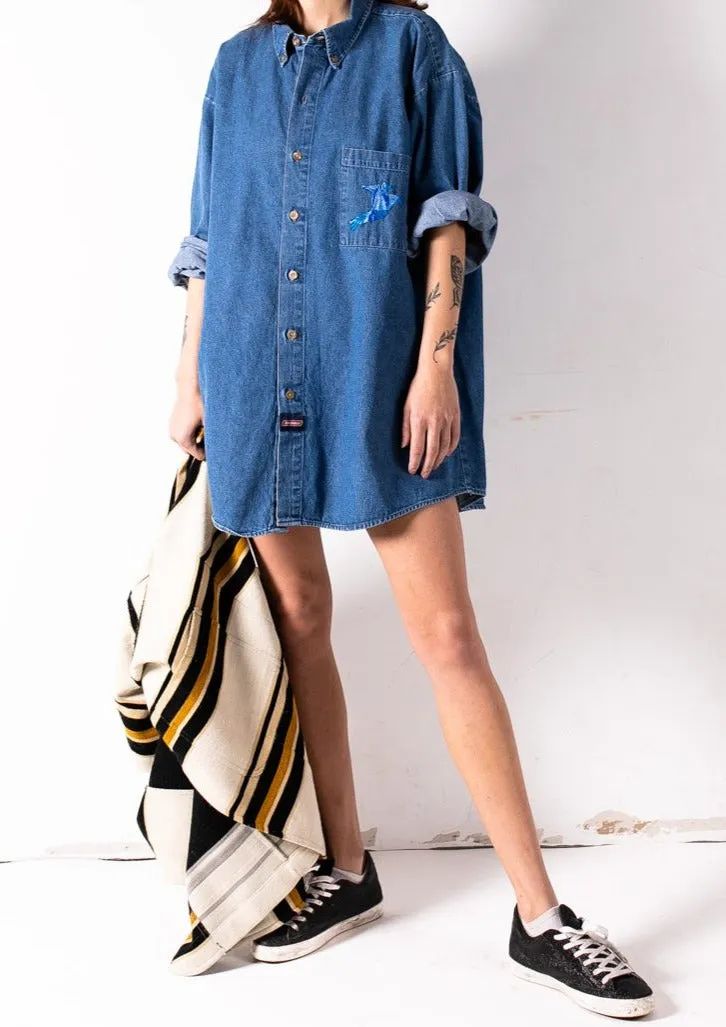 Oversized Embroidered Jean Shirt "Prism Collection"