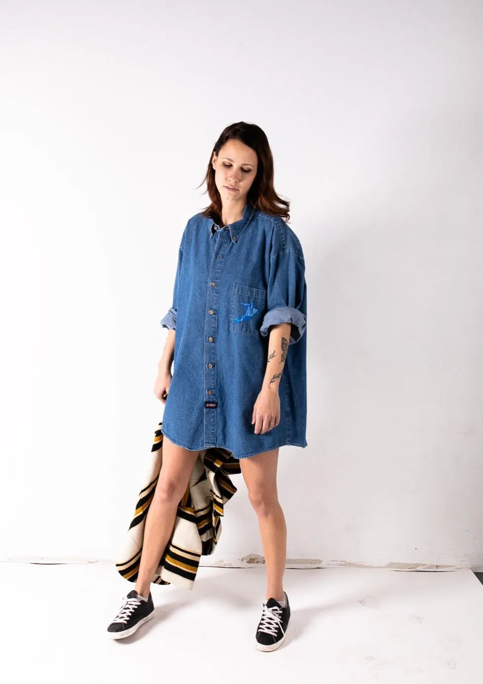 Oversized Embroidered Jean Shirt "Prism Collection"