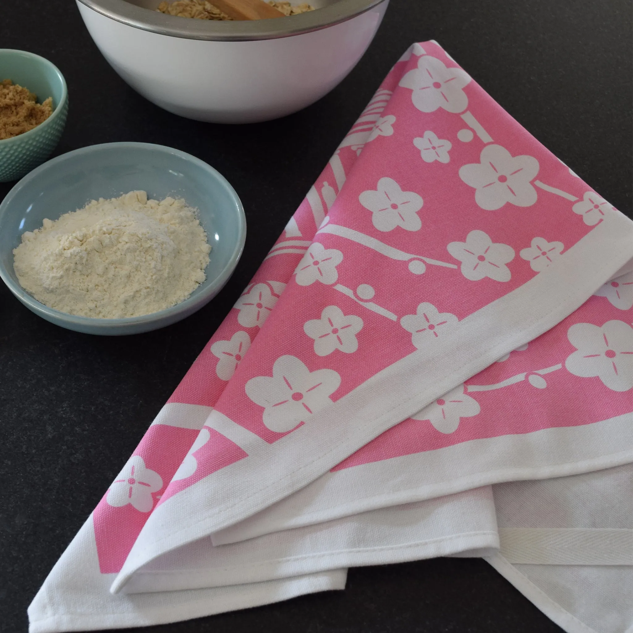 Pink Cherry Blossom Tea Towel