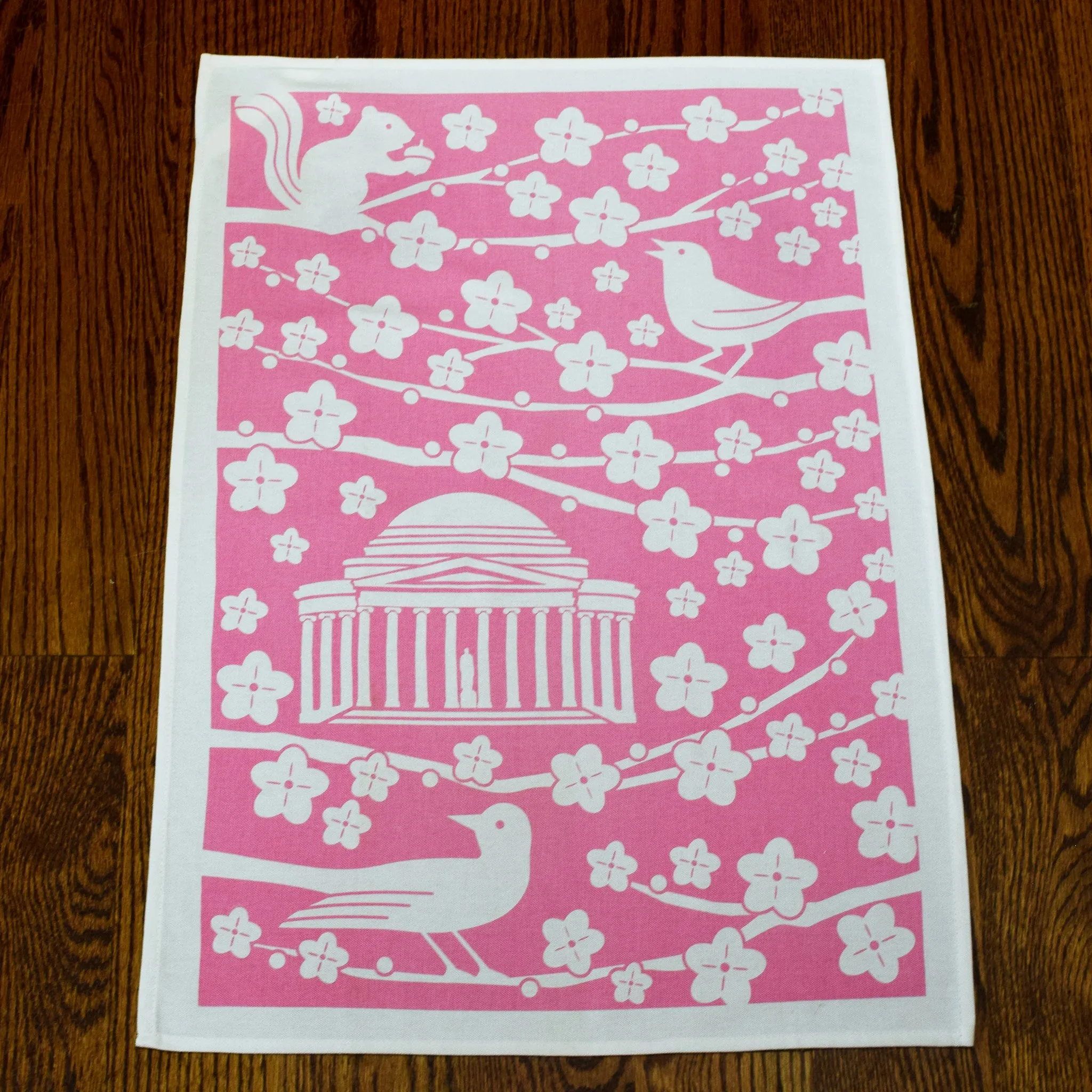 Pink Cherry Blossom Tea Towel