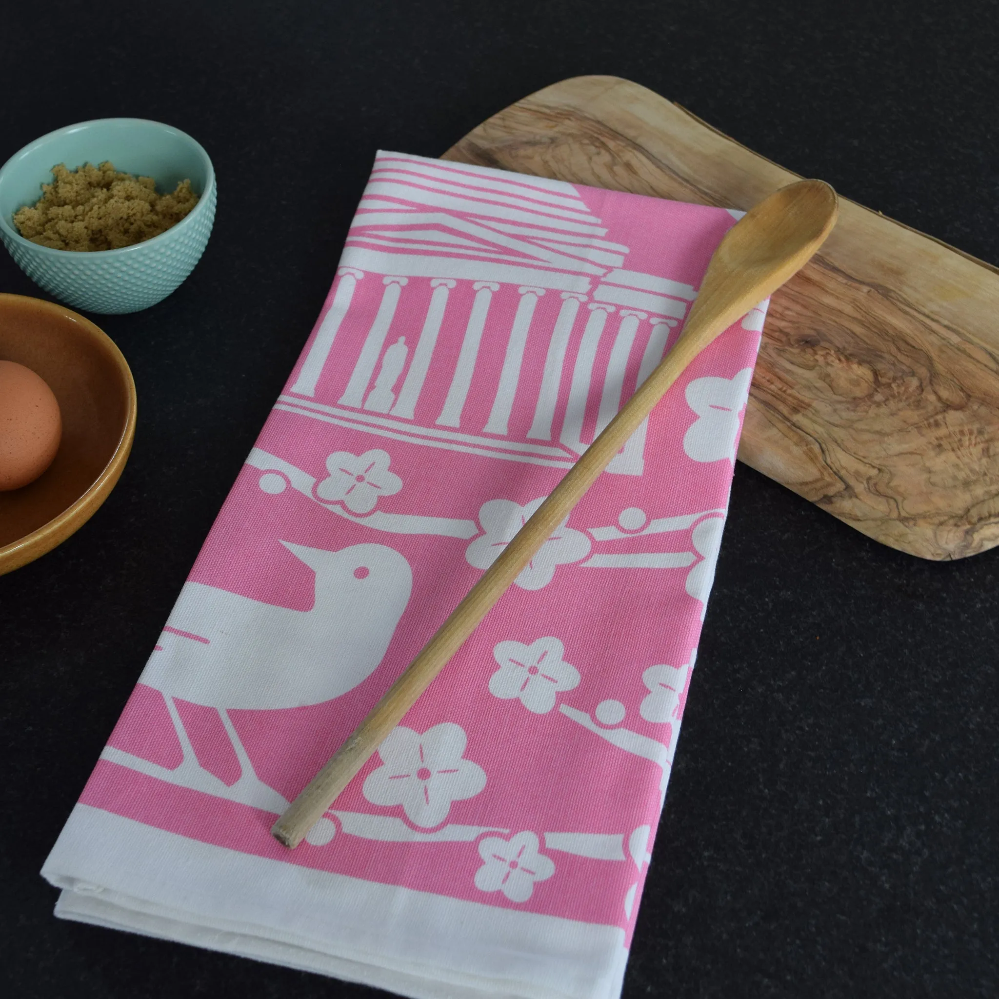 Pink Cherry Blossom Tea Towel