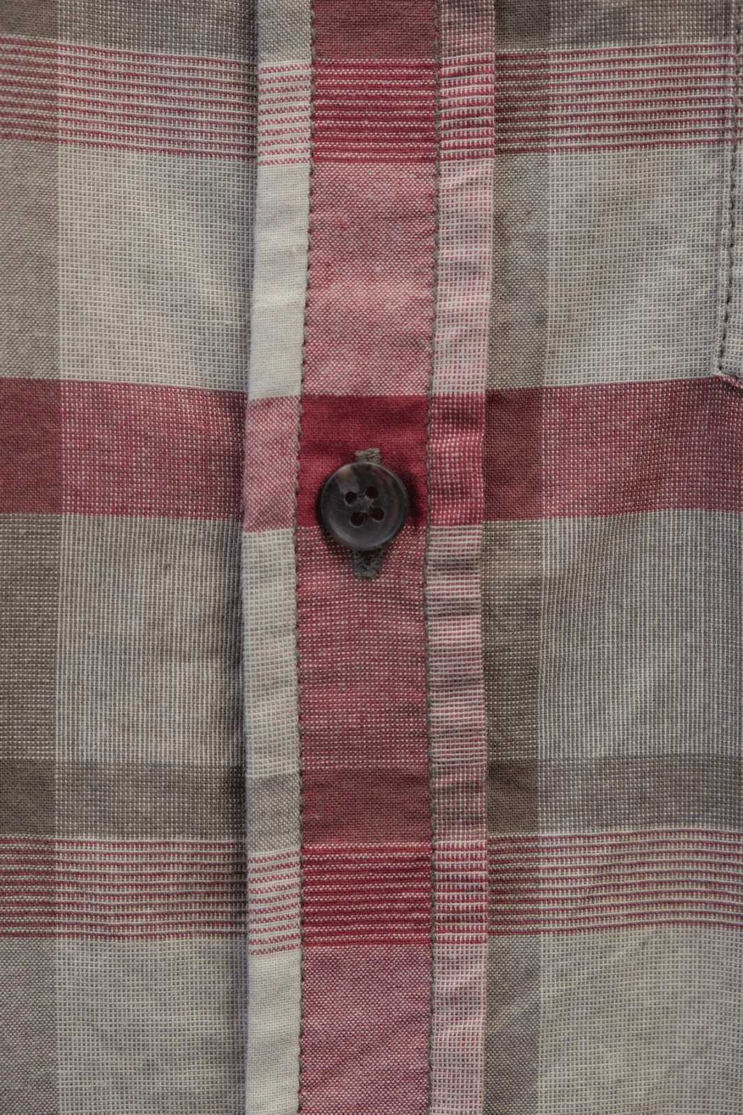 prAna Men's Raspberry Red Cream Grey Box Plaid Benton S/S Woven Shirt S07