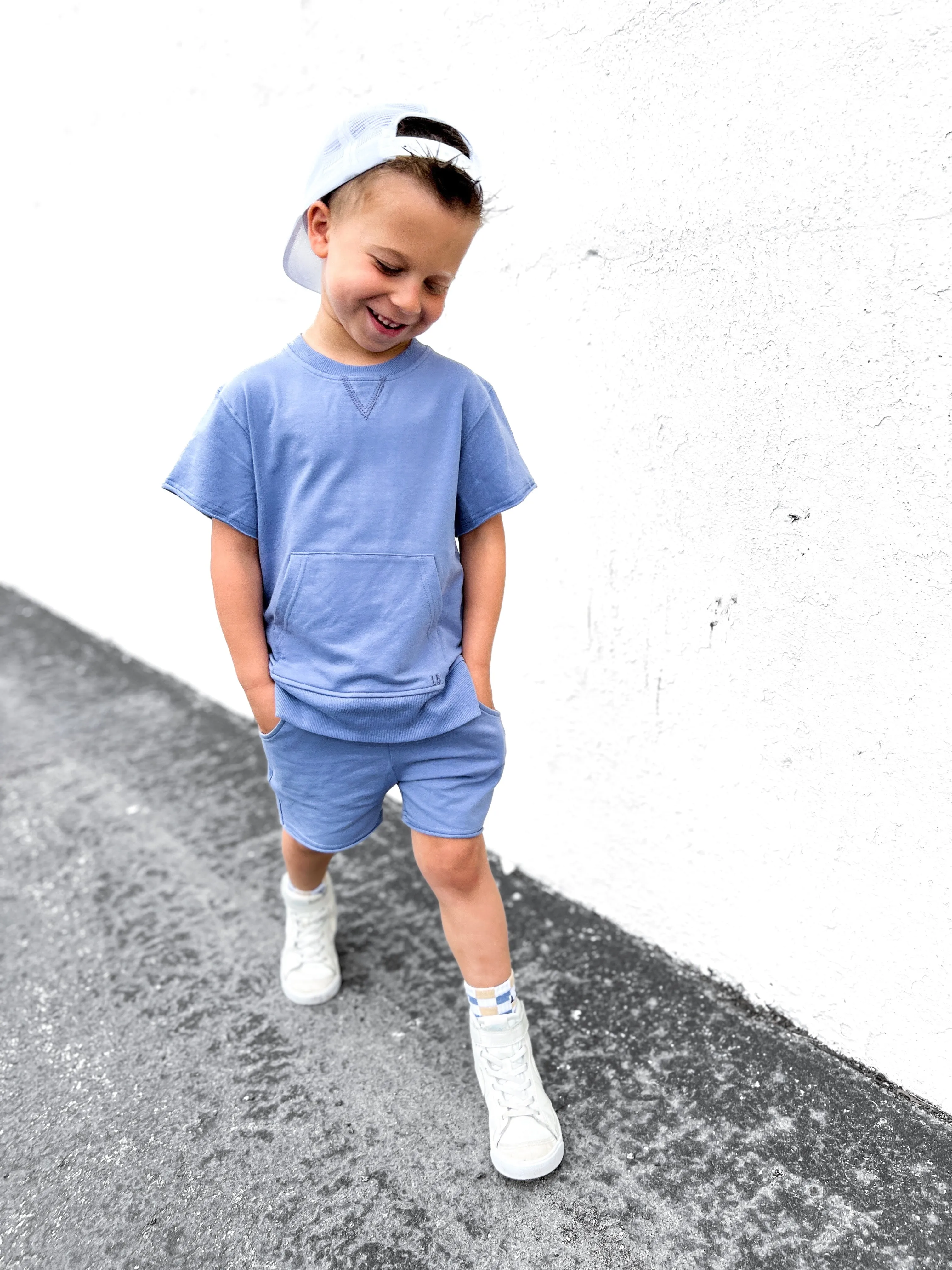 Raw Edge Crewneck - Sky Blue