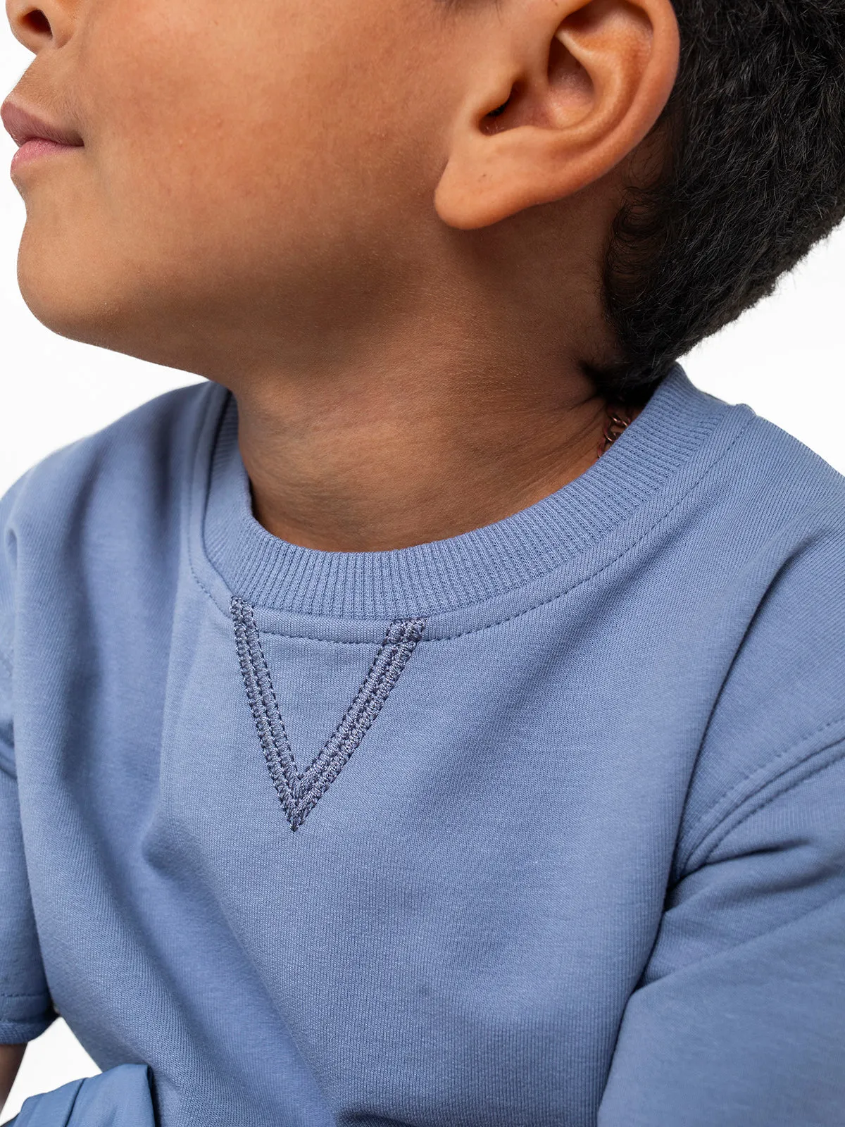 Raw Edge Crewneck - Sky Blue