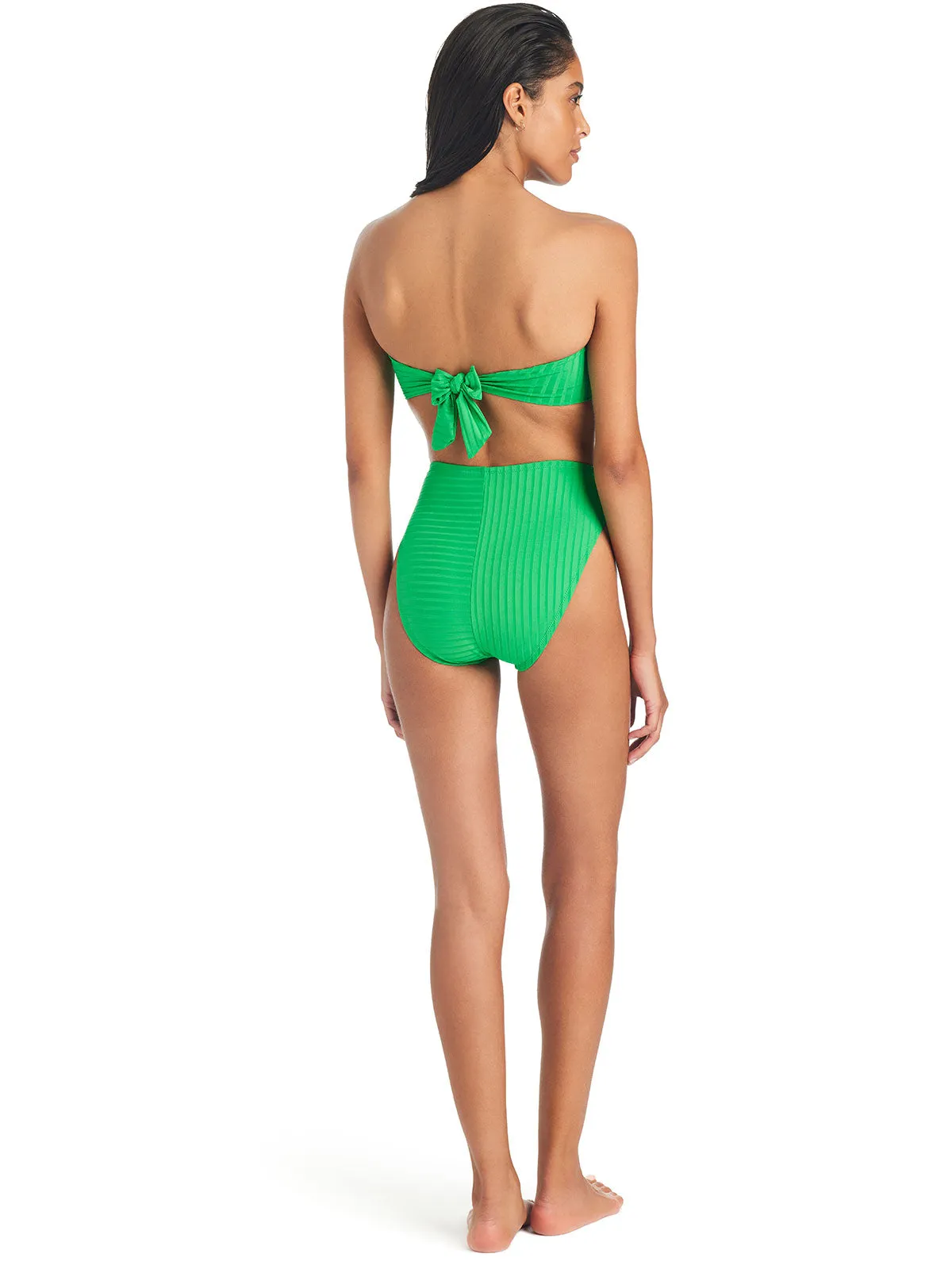 Refresh Rib Bandeau Bikini Top Green Flare